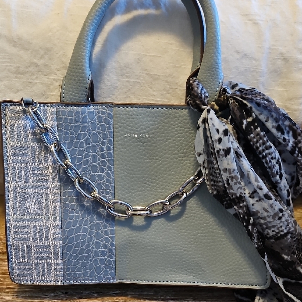 Anne Klein Blue Satchel with Modern Design